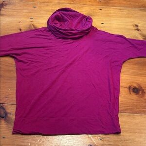 TEA COLLECTION Women's XS Fuchsia Cowl Neck Drape Blouse Pima Cotton 3/4 Sleeve